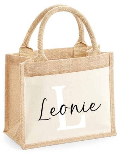 mamir home Personalisierte Tasche mit Namen | Einkaufstasche Markttasche | 3 Größen zur Auswahl | Jutetasche personalisiert | Geschenk für Mama, Freundin & Kollegin