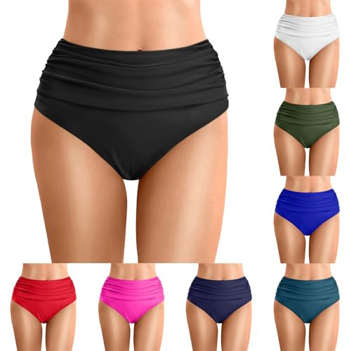 Sonnena Mujer Braga de Bikini Cintura Alta Control Abdomen Parte Inferior de Bikini Pantalón la Parte de Abajo Bikini