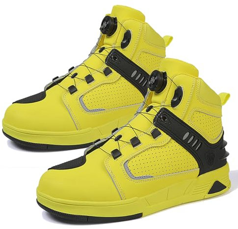 FHQGZT Motorradschuhe Herren Motorradstiefel für alle Jahreszeiten geeignet, wasserdicht rutschfest atmungsaktiv modisch und bequem Schwarz Motorrad Schuhe (Yellow,39 EU)