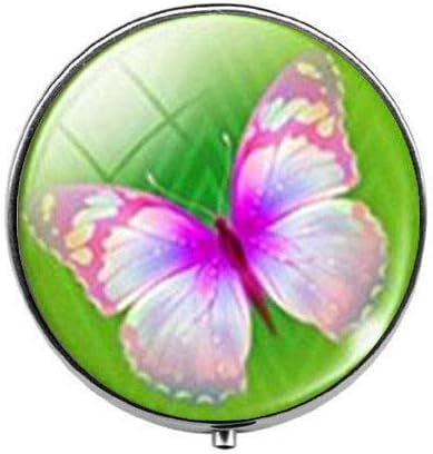 Boîte à pilules en verre avec motif papillon