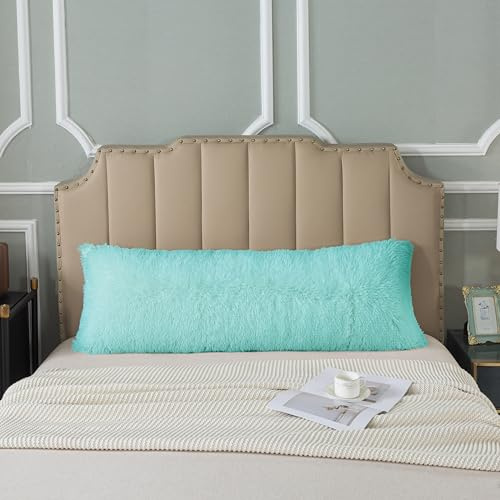 DJDEA Soft Breathable Seitenschläferkissen Bezug, Kuschelkissen Flauschig Kissenbezüge mit Reißverschluss, One 40x145cm Blau