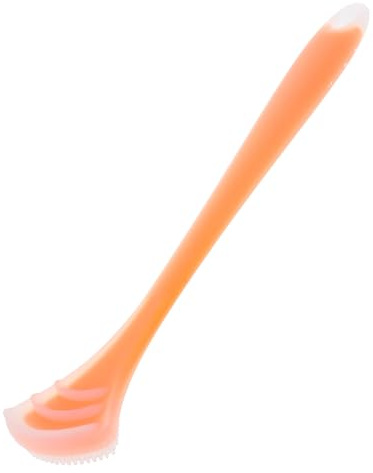 Raschietto Lingua per Adulti in Silicone Compatto Arancia | Facile da Usare, Formato Tascabile, Uso Viaggio e Famiglia, Pulizia Delicata Dettaglio in Nylon