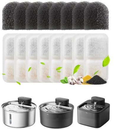 oneisall 8-Pack Ersatzfilter für Katzenbrunnen PW13/PW14 | 5-stufige Filterung