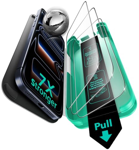 ESR 3 Stück für iPhone 17 Pro für Panzerglas, Armorite | 7X Stoßschutz, 9H+ gehärtetes Glas, One-Pull Schnellinstallation, Vollflächig Displayschutzfolie,UltraFit-Ablage,Blasenfrei