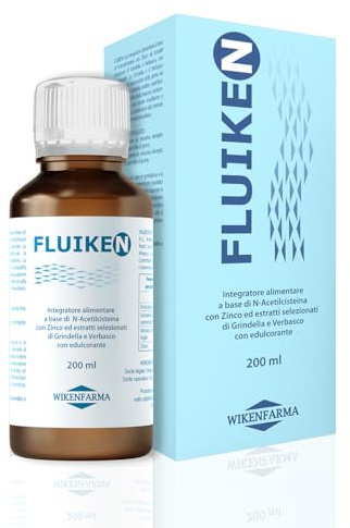 FLUIKEN 200 ML. Sciroppo mucolitico a base di N-Acetilcisteina, con Zinco ed estratti selezionati di Grindelia e Verbasco. Azione emolliente e lenitiva, libera le vie respiratorie. Antinfiammatorio.