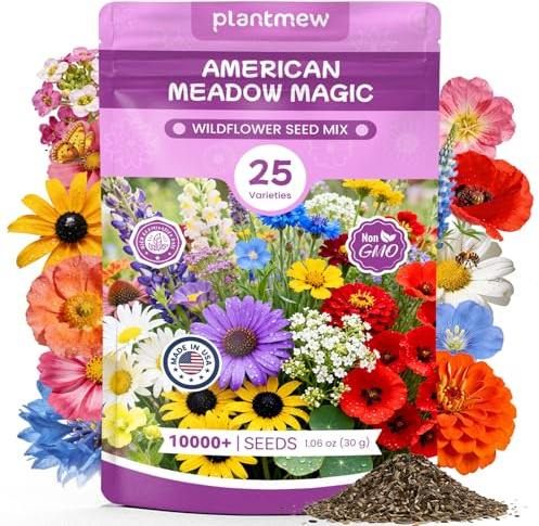 Wildflower Seeds Bulk Mix - 10,000+ Perennial & Annual Seeds - Texas, California & Florida Native Wildflower Seeds for Hummingbirds, Butterflies, & Cut Flowers - Cosmos, Throw and Grow