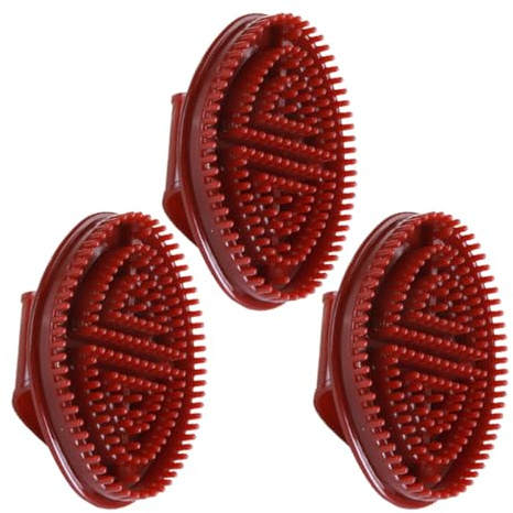 Mipcase Lot de 3 Brosses de Massage Multifonctions pour Cheveux en Plastique Couleur Rouge Foncé Nettoyage en Profondeur du Cuir Chevelu Exfoliation et Stimulation Circulatoire Brosse