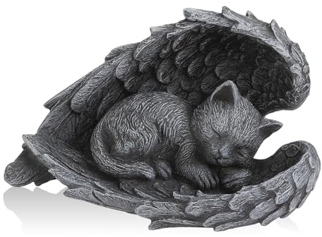MOAZIFI Katze Engel Gedenkstein 11.5 x 8cm Grabstein Haustier Denkmal – Grab Marker, Tribut Statue als Gartendeko Polyresin Gedenkstatue zur Erinnerung an Katzenfigur Andenken (Hochwertige)