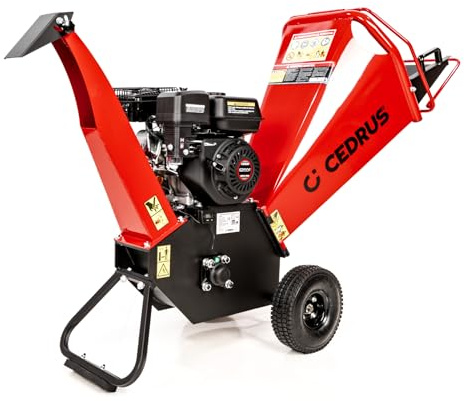 CEDRUS RB02 Broyeur de jardin à essence professionnel – Broyeur à bois et branches puissant avec moteur Loncin G200F 6,5 CV jusqu'à 100 mm de diamètre de branche mobile