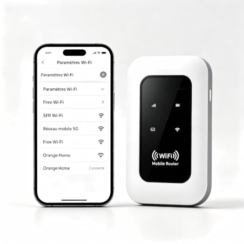 Routeur WiFi Nomade 5G Portable Déverrouillé pour Carte SIM, Prêt à l'emploi, Hotspot Mobile Jusqu'à 300 Mbps, Connecte 28 Appareils, Internet de Voyage sans Abonnement