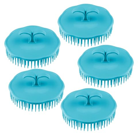 Kisangel 5 Stück Kunststoff Kopfhautbürsten Runde Shampoo Bürste für Gesunde Kopfhautpflege mit Griff und Abnehmbar zur Reinigung Zuhause und Maniküre Zufällige Farbe