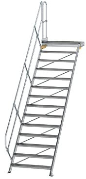 Scala in alluminio con piattaforma 45 °, gradini larghezza/profondità 1000/240 mm Stufe numero 14, altezza 2,91 m