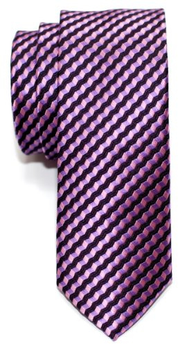 Retreez Corbata de microfibra fina con estampado en zigzag para hombres Morado