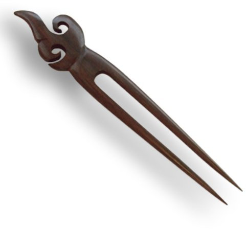 ISLAND PIERCINGS Haarnadel Haargabel Handarbeit aus Holz, 18cm, 1 Stück