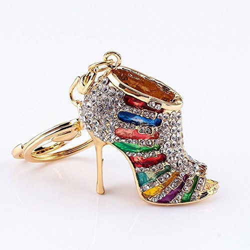 Yosoo Owl Keychain Strass Crystal Keyring Key Ring Kette Bag Charm Anhänger Weihnachten Geschenk (High-heeled shoes --multicolored)