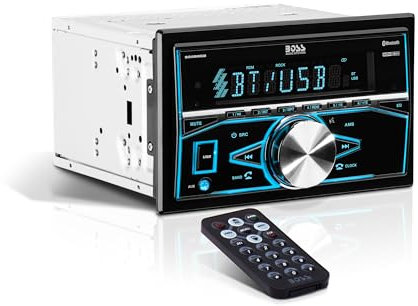BOSS Audio Systems 820BRGB Car Stereo - Double DIN, Bluetooth, No CD DVD Player, AM/FM Radio Receiver, Multi Color Illumination, Wireless Remote Control, Aux in, USB