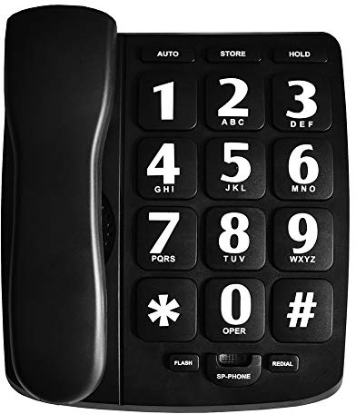 Big Button Phone for Elderly, HePesTer P-02 Amplified Corded Phone for Hearing Impaired Aid with Extra Loud Ringer Landline Telephone for Seniors Home House Phone Wall Mountable