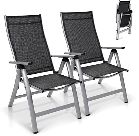 Homeoutfit24 London Gartenstühle 2er Set, Made in Europe, Balkonstuhl klappbar, Hochlehner Gartenstuhl, Esszimmerstuhl, Balkon & Terrasse, verstellbar, Terrassenmöbel, Campingstühle, wetterfest