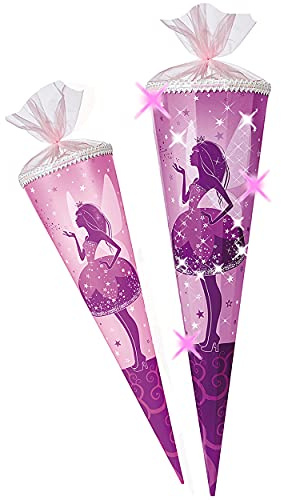 3D Glitzer Effekt ! - Schultüte - Elfenkönigin - Fee Schmetterling - 35-100 cm - Größe wählbar - 12 eckig - Organza - Tüllabschluß - Zuckertüte - Nestler - ..