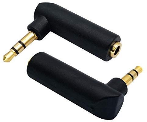 AAOTOKK Adattatore Jack da 3,5 mm 90 Gradi ad Angolo Retto (1/8'') 3 Poli 3,5 mm TRS Adattatore di Prolunga per Connettore Audio Maschio-Femmina Stereo (2 Pezz/3 Poli)