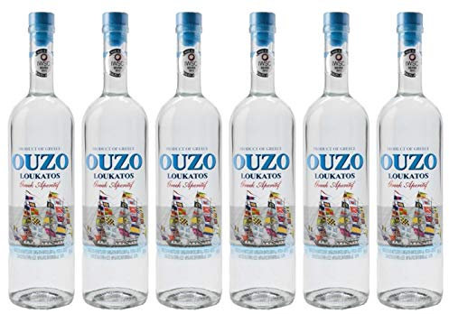 Ouzo Loukatos 6x 0,7l 38% Vol. | Milder Ouzo aus Patras | + 20ml Jassas Olivenöl