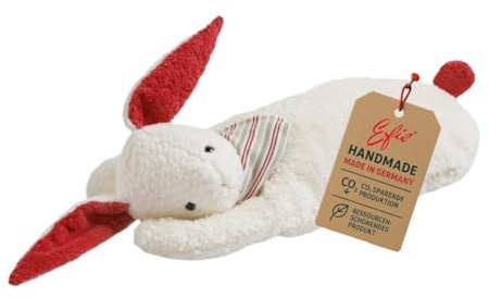 Efie Kirschkern-Bio-Wärmekissen Hase mit Halstuch, Bio-Baumwolle (kbA), Kopf mit Schafwolle (kbT), herausnehmbares Inlett, Klettverschluss, Made in Germany