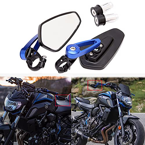 DREAMIZER Universel moto guidon extrémité rétroviseurs latéraux bleu pour Scooter Cruiser Vélo de sport hachoir