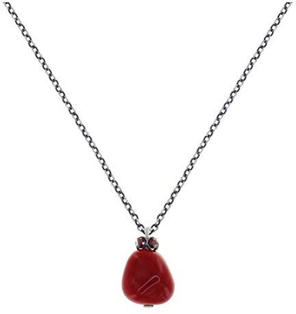Konplott: Kette + Anhänger Candycal red, roter Glasbrocken-Anhänger mit Kristallrondell, für Damen/Frauen