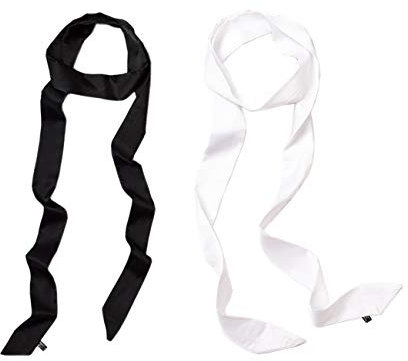 VEICOSTT Band-Schal für Damen, lang, schmal, Satin, Gürtel, Schärpe, Krawatte, Halstuch., Schwarz/Weiß, Einheitsgröße