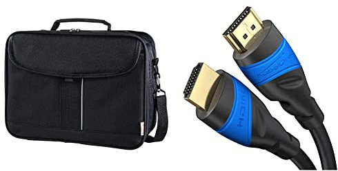 Hama Sportsline Beamertasche groß (Größe L, 27 x 39 x 15 cm) Schwarz & KabelDirekt – 3 m – 4K HDMI-Kabel (4K@120Hz und 4K@60Hz, spektakuläres Ultra-HD-Erlebnis, kompatibel mit HDMI 2.0/1.4, Schwarz)