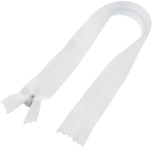 Aerzetix C61119 sats med 10 dragkedjor osynliga 40 cm inte separerbar/färg vit/lädervaror, jeansbyxor, klänning, kjolar, sy kläder