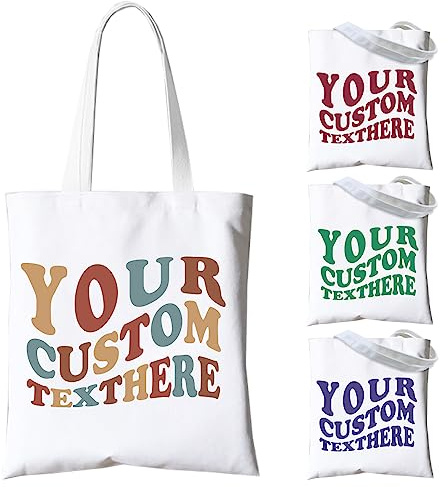 FROKIK Stofftaschen, Stofftasche Mit Angepassten Name und Text, Jute Beutel, Einkaufstasche Bag, Wiederverwendbar Stofftaschen, für Shopper,Büro,Alltag,Freizeit,Reisen und zur Schule.