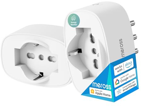 Meross Presa Smart WiFi Tipo Italiano con Monitoraggio Consumi, 2 Pezzi