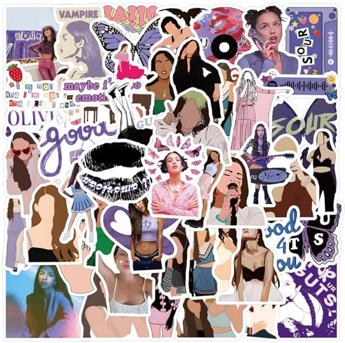 TYXHXTF Olivia Stickers - 100 Pack Pop Singer Decals, Waterproof, Cute Aesthetic Music Stickers for Water Bottles, Book, Skateboard, Laptop, Suitcase, Guitar - Teens & Adults