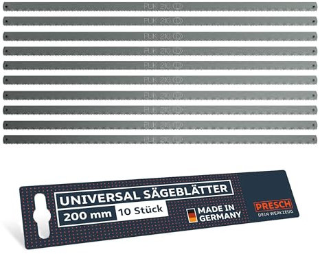 Presch Hojas de sierra universales 200mm - 10 pzs. para un rendimiento duradero - Ideal para diferentes materiales - Rendimiento de serrado preciso - Adecuado para sierra de metal Presch 200mm