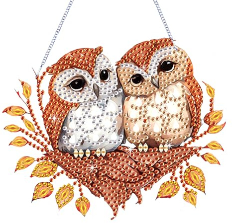 Starnearby DIY Diamond Painting Türkranz Herbst Herbstkranz Diamant Painting Anhänger Herbstkränze Herbstdeko Autumn Decor Fall Wreath mit Kette für Haustür Fenster Wand