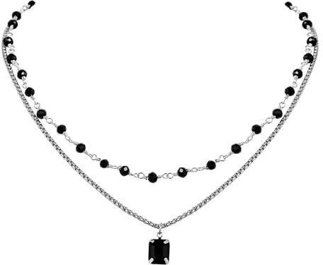 Hanary Layer Colorful Crystal Choker Necklace, Gothic Emo Grunge Necklace, Christmas Jewelry Gift for Women