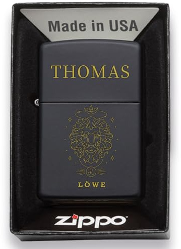 GRAVURZEILE x ZIPPO Personalisiertes Sturmfeuerzeug - Sternzeichen - Hochwertige Lasergravur - Sturmfeuerzeug - Windfest & Langlebig - Nachfüllbar - Personalisierte Geschenke für Männer