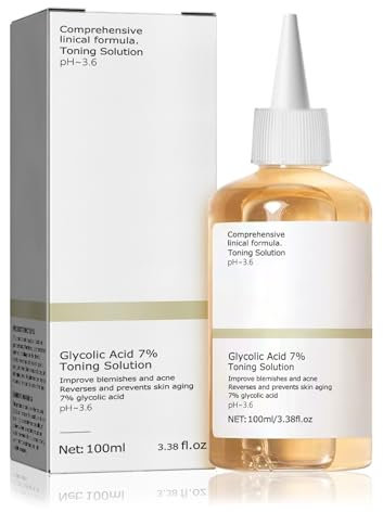 Angozo Glycolic Acid Toner,GlykolsäUre Peeling 7%-Ige -LöSung FüR Hautunreinheiten Und Akne, Toner Suitable for Combination and Oily Skin, Porenbehandlung(100ml)