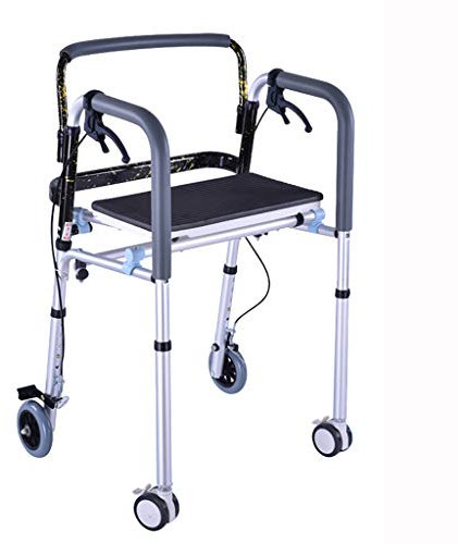 RENYUEH Gehgestell, zusammenklappbares Gehgestell aus Aluminium, Gehhilfe, Gehhilfe mit Sitz, 4 Rädern und Bremse