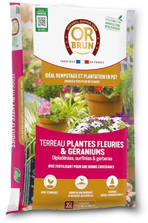 Terriccio per piante da fiore e gerani - OR MARRONE - OBRTGER35N - 35 L