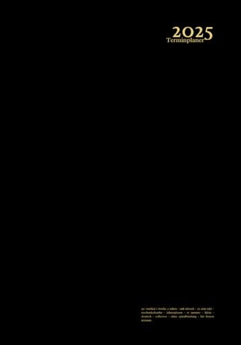 Terminplaner 2025 a5: Schwarz - Vertikal 1 Woche 2 Seiten - Mit Uhrzeit - 30 Min Takt - Taschenkalender - Jahresplaner - 12 Monate - Klein - Deutsch - ... - Ohne Spiralbindung - Für Frauen & Männer.