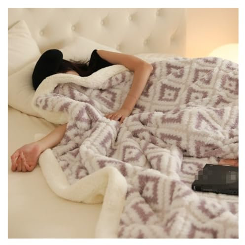 REIFOR Decke Wohndecke Kuscheldecken Flauschige Decke Mit Rautenmuster, Weiche, Warme Decke for Zuhause, Couch, Bett Decke Kuschelig Sofa(Purple,200x230cm)