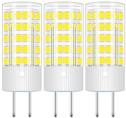 ZHENMING GY6.35 LED 4W 6000K Kaltweiß Ersatz 40W Halogen | JC Bi-Pin-Sockel 12V G6.35 Stiftsockellampe Glühbirnen 3-Stück