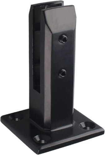 Barre de fixation de clôture en verre Pince de garde-corps en verre noir en acier inoxydable, pince de fixation au sol for robinet en verre, for terrasse de piscine, porche, patio(8 Pack,Tall 16cm/6.3