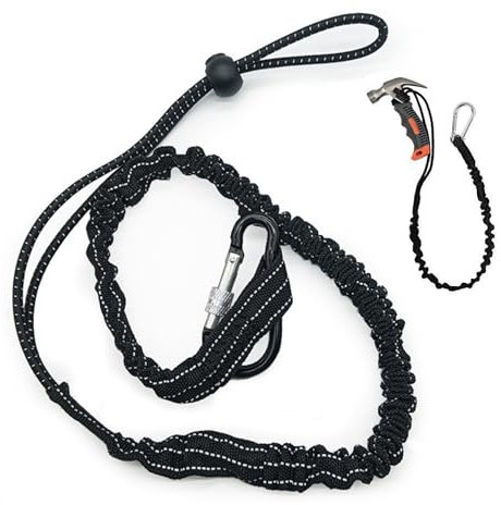 2 Unidades Cordón de Herramientas con Mosquetón, Retráctil Cuerda de Nylon Telescópica, Tool Lanyard, Cordones de Seguridad con Mosquetón de Bloqueo de Aluminio, Límite de Peso Máximo 10 kg