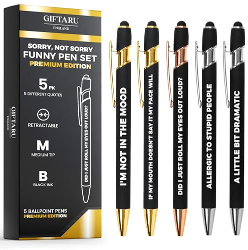 GIFTARU Funny Pen Pack, Birthday Gift for her, Funny Gift for Friend, Novelty Rude Pens, Pack of 5 Pen Set