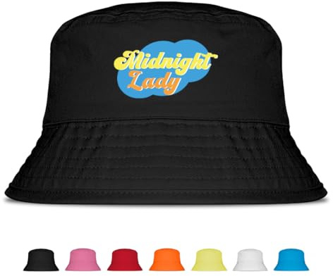Prozente Momente Midnight Lady - Lustiger Fischerhut – Der perfekte Sonnenhut für Herren & Damen – Ideal als Malle-Outfit, Party-Accessoire & Festival-Eimerhut für den Strand | Farbe Schwarz