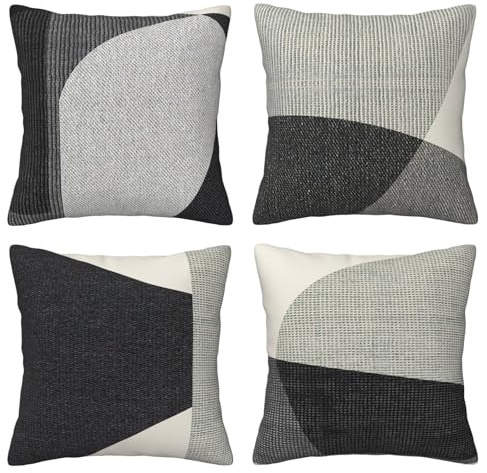 DILOXNSU 4er Set Kissenbezug 40x40 cm Samt Zierkissenbezug Schwarz und Grau Abstrakte Kunst Dekokissen Sofakissen Kissenbezüge Kissenhülle Weiche Deko Kissen für Sofa Couch Schlafzimmer
