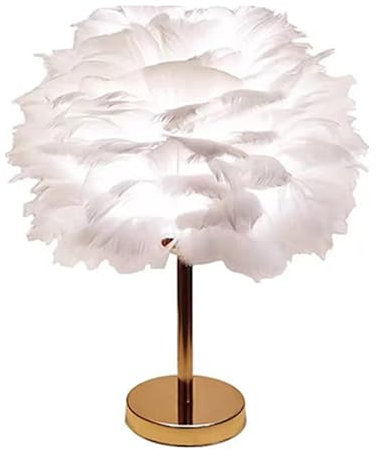 Lampada a molla interruttore a sfioramento lampada a LED atmosfera decorativa con piume e piume LED tavolo dorato scrivania comodino comodino per casa camera da letto ufficio (tipo 2)